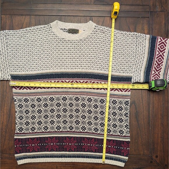 Vintage Croft & Barrow 90s Y2K Men's Large 100% Cotton Fair Isle Nordic Sweater - Picture 8 of 9